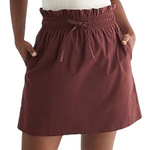 Express NWT Burgundy Paperbag Waist Mini Skirt Smocked Drawstring Pockets Size 6